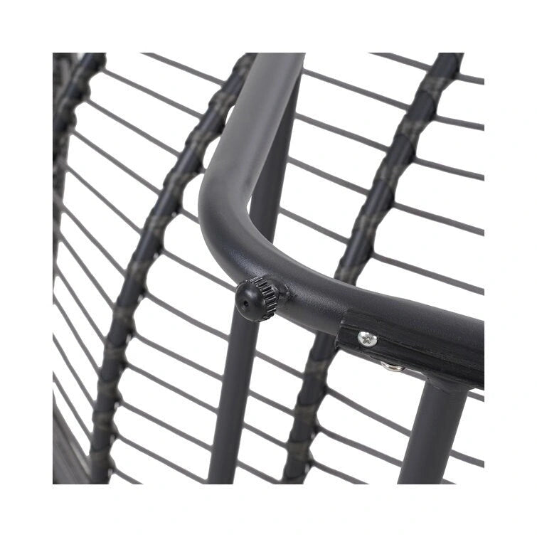 Fauteuil à bascule d'extérieur en rotin avec structure métallique et coussins, largeur 37,2 po