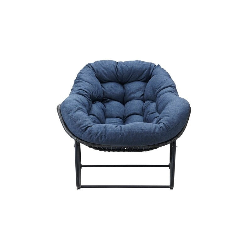 Fauteuil à bascule d'extérieur en rotin avec structure métallique et coussins, largeur 37,2 po