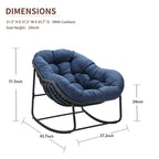 Fauteuil à bascule d'extérieur en rotin avec structure métallique et coussins, largeur 37,2 po