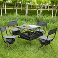 Ensemble de 5 tables et chaises pliantes d'extérieur, idéal pour l'intérieur, le camping, les pique-niques, la plage, le jardin, les barbecues, les fêtes et la terrasse.