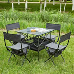 Ensemble de 5 tables et chaises pliantes d'extérieur, idéal pour l'intérieur, le camping, les pique-niques, la plage, le jardin, les barbecues, les fêtes et la terrasse.