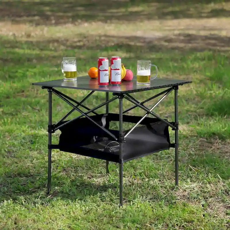 Ensemble de 5 tables et chaises pliantes d'extérieur, idéal pour l'intérieur, le camping, les pique-niques, la plage, le jardin, les barbecues, les fêtes et la terrasse.
