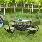 Ensemble de 5 tables et chaises pliantes d'extérieur, idéal pour l'intérieur, le camping, les pique-niques, la plage, le jardin, les barbecues, les fêtes et la terrasse.