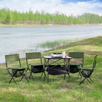 Ensemble de 5 tables et chaises pliantes d'extérieur, idéal pour l'intérieur, le camping, les pique-niques, la plage, le jardin, les barbecues, les fêtes et la terrasse.