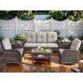 Canapé de patio avec 2 fauteuils pivotants et table basse - Marron