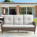 Canapé de patio avec 2 fauteuils pivotants et table basse - Marron