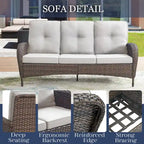 Canapé de patio avec 2 fauteuils pivotants et table basse - Marron