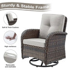 Canapé de patio avec 2 fauteuils pivotants et table basse - Marron