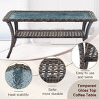 Canapé de patio avec 2 fauteuils pivotants et table basse - Marron