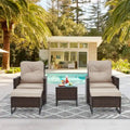 AVAWING 5 PCS Outdoor Wicker Swivel Rocking Chairs with 2 Ottomans and 1 Side Table