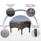 Ensemble de 2 fauteuils à bascule, pouf, canapé deux places et table basse - Marron