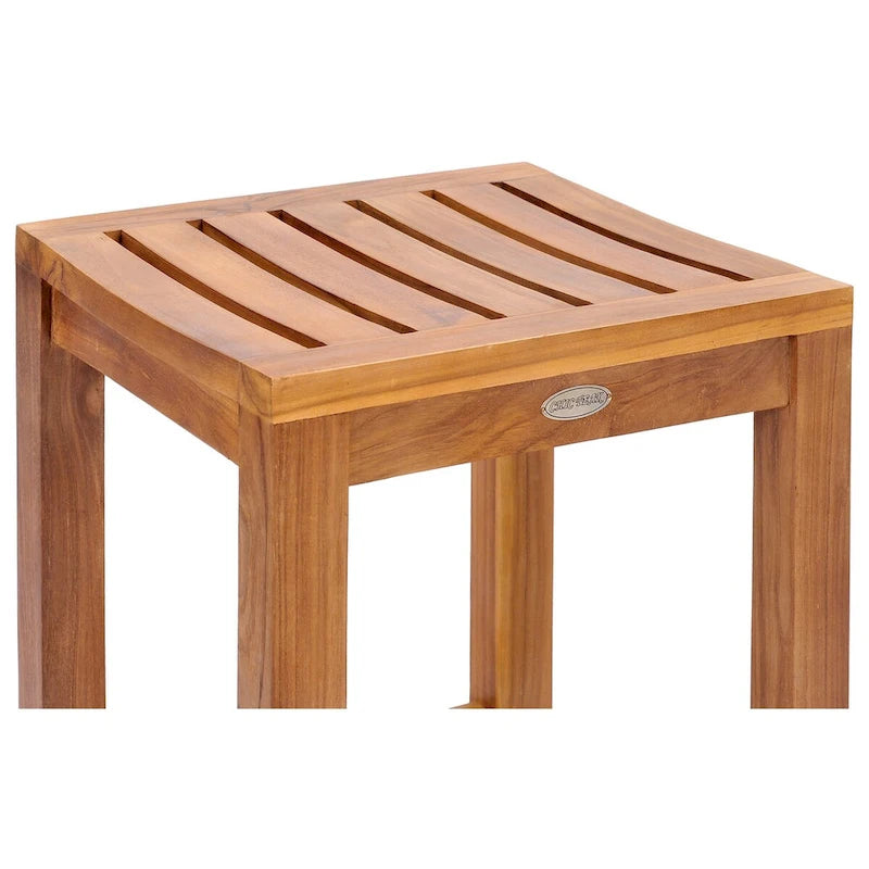 Ensemble de salle à manger bistro Chic Teak en teck, 3 pièces, modèle Seville, hauteur comptoir moyenne, avec 2 tabourets de bar et une table carrée de 35 pouces.