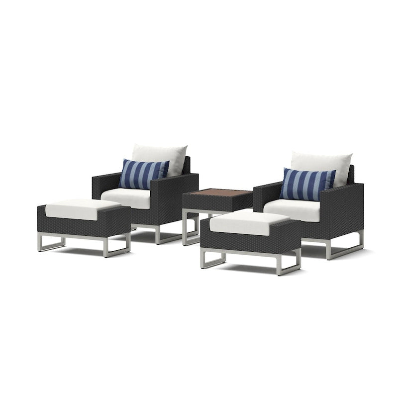Ensemble de 5 chaises de patio d'extérieur Milo Espresso Sunbrella