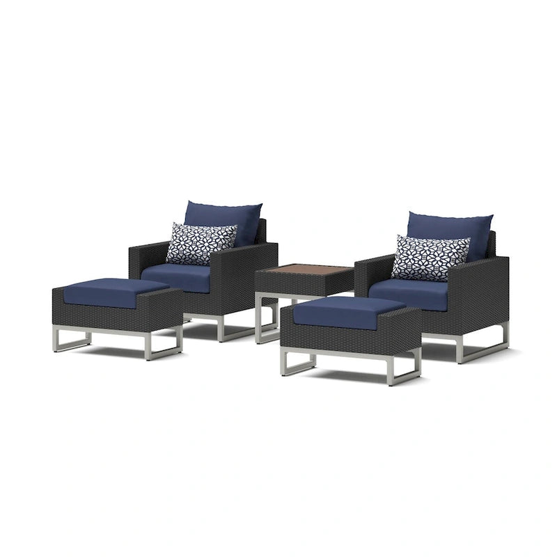 Ensemble de 5 chaises de patio d'extérieur Milo Espresso Sunbrella