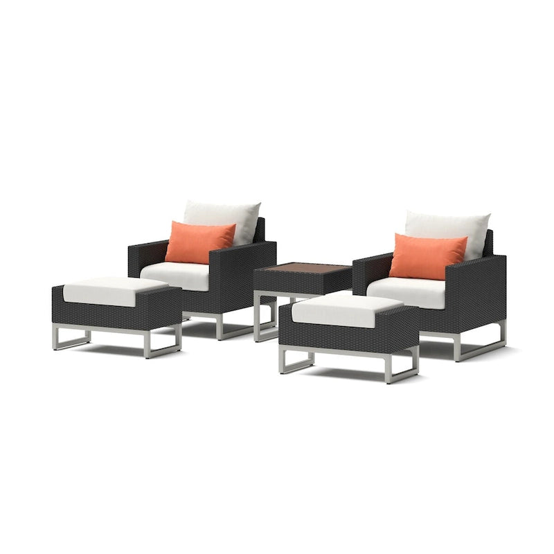 Ensemble de 5 chaises de patio d'extérieur Milo Espresso Sunbrella