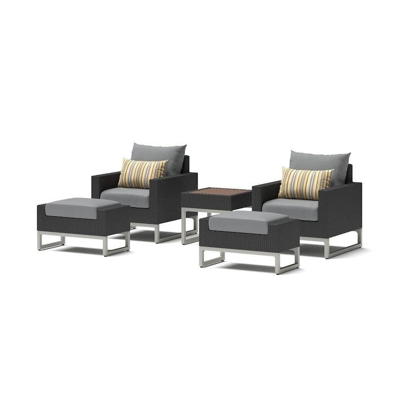 Ensemble de 5 chaises de patio d'extérieur Milo Espresso Sunbrella