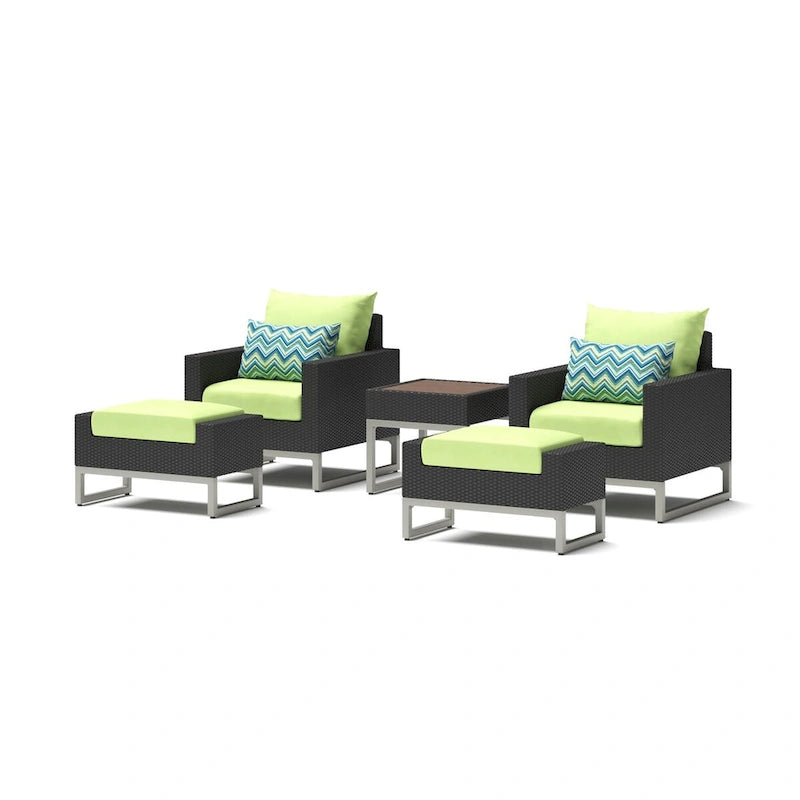 Ensemble de 5 chaises de patio d'extérieur Milo Espresso Sunbrella