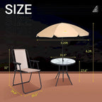 Ensemble de salle à manger pour patio, ensemble de 6 meubles de jardin avec parasol inclinable, table ronde de 31,5 pouces et 4 chaises pliantes (beige)