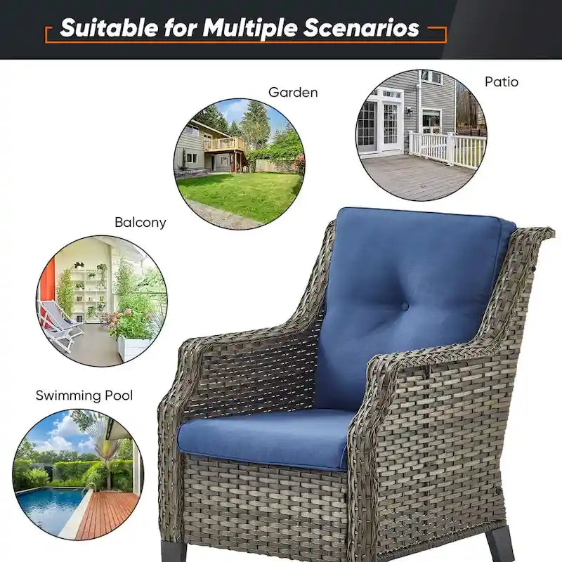 Ensemble de 2 fauteuils de jardin individuels - Gris