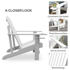 Chaise Adirondack rustique en bois pour terrasse extérieure avec porte-gobelet, résistante aux intempéries