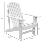 Chaise Adirondack rustique en bois pour terrasse extérieure avec porte-gobelet, résistante aux intempéries