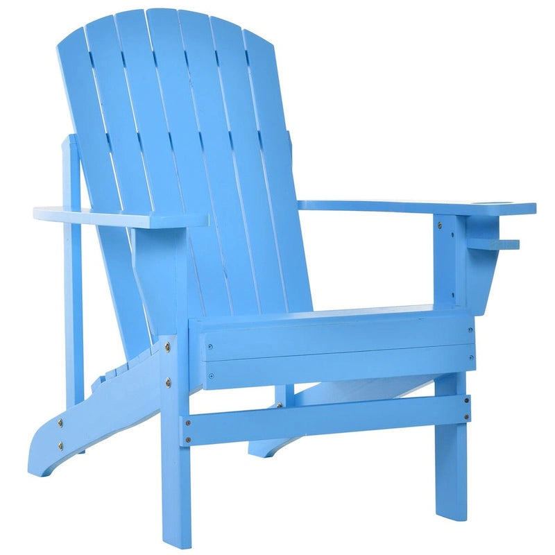 Chaise Adirondack rustique en bois pour terrasse extérieure avec porte-gobelet, résistante aux intempéries