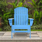 Chaise Adirondack rustique en bois pour terrasse extérieure avec porte-gobelet, résistante aux intempéries