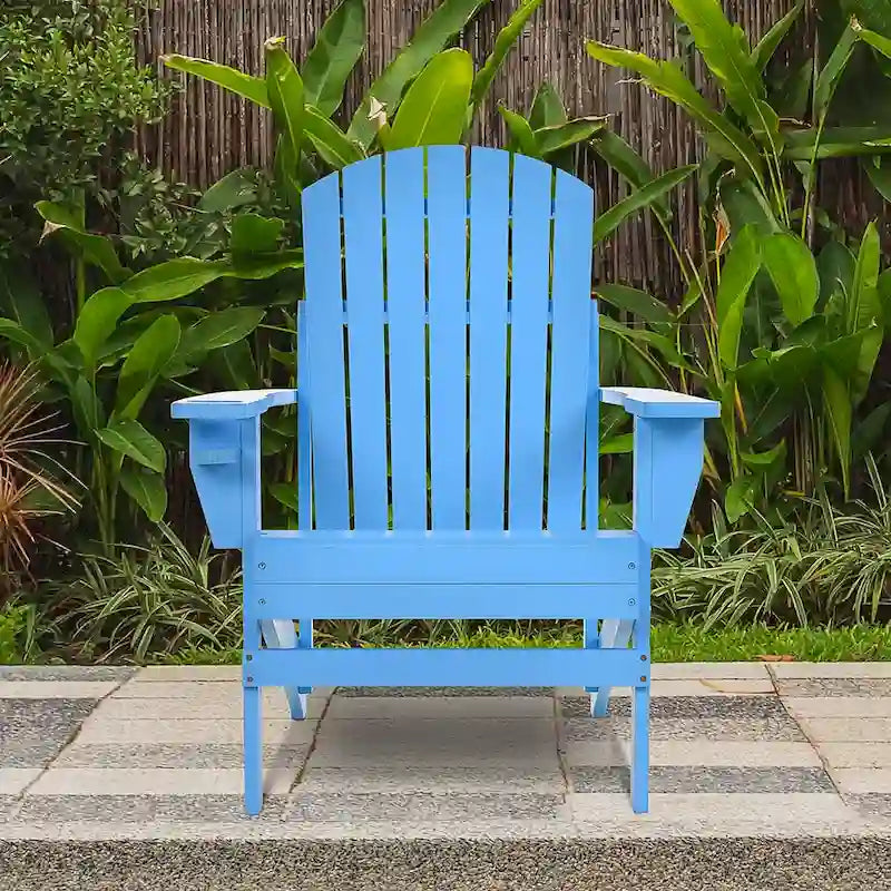 Chaise Adirondack rustique en bois pour terrasse extérieure avec porte-gobelet, résistante aux intempéries