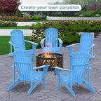 Chaise Adirondack rustique en bois pour terrasse extérieure avec porte-gobelet, résistante aux intempéries