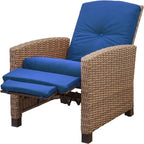 Fauteuil inclinable d'extérieur en osier bleu avec coussin bleu - 1 fauteuil - Non disponible