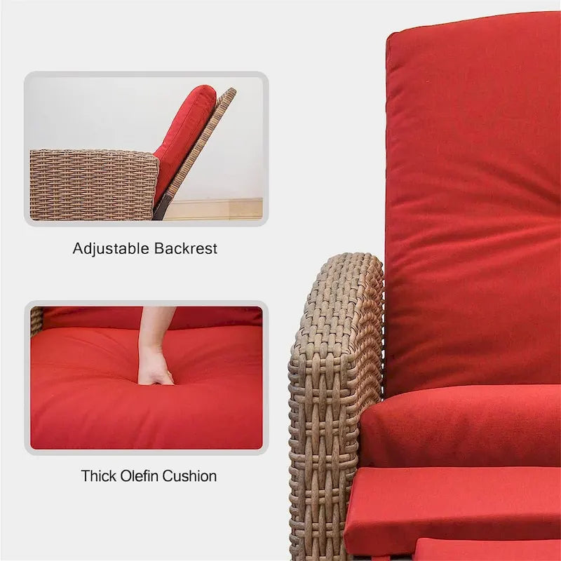 Fauteuil inclinable d'extérieur en osier bleu avec coussin bleu - 1 fauteuil - Non disponible