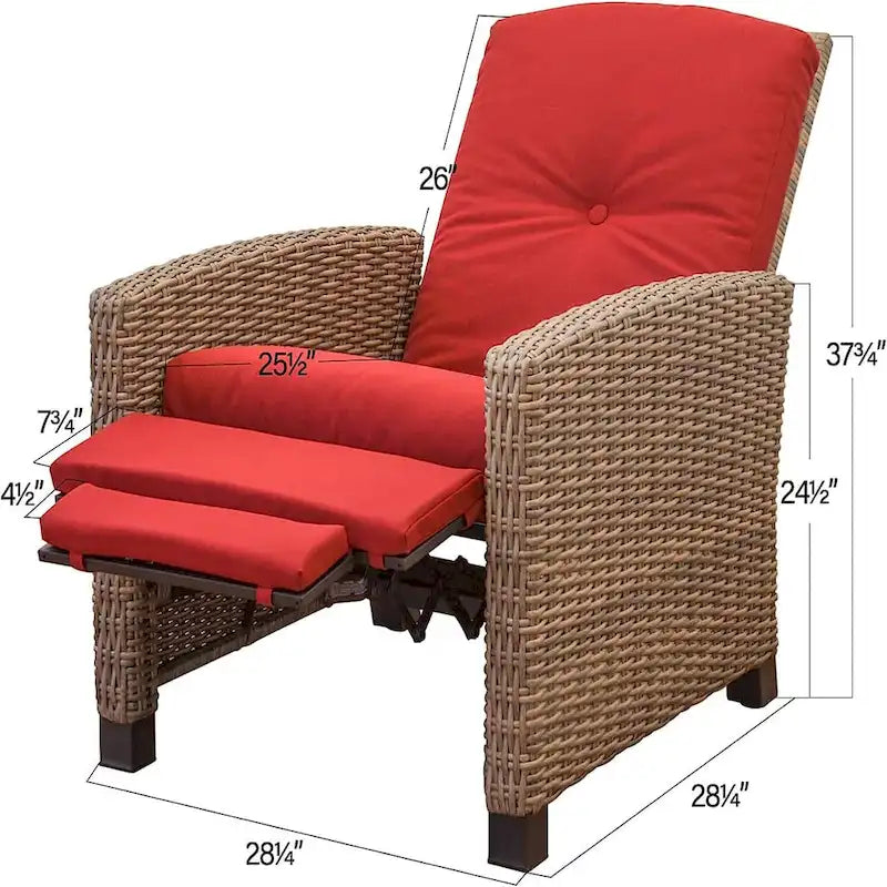 Fauteuil inclinable d'extérieur en osier bleu avec coussin bleu - 1 fauteuil - Non disponible