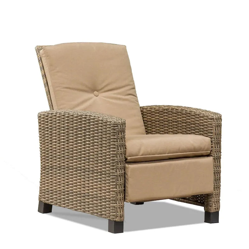Fauteuil inclinable d'extérieur en osier bleu avec coussin bleu - 1 fauteuil - Non disponible