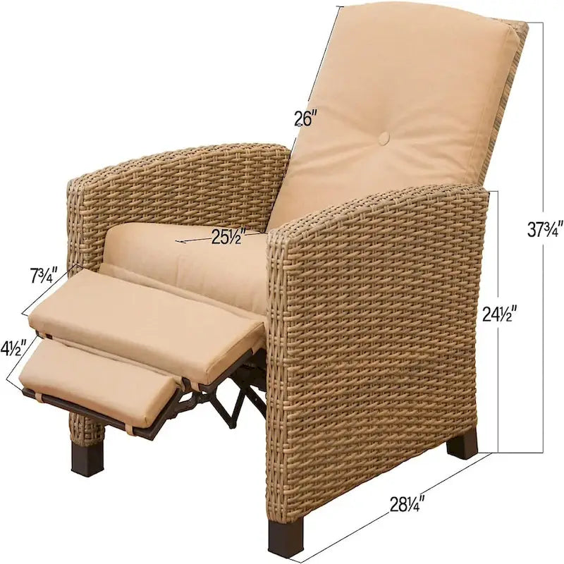 Fauteuil inclinable d'extérieur en osier bleu avec coussin bleu - 1 fauteuil - Non disponible