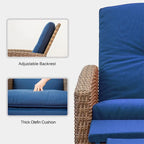 Fauteuil inclinable d'extérieur en osier bleu avec coussin bleu - 1 fauteuil - Non disponible