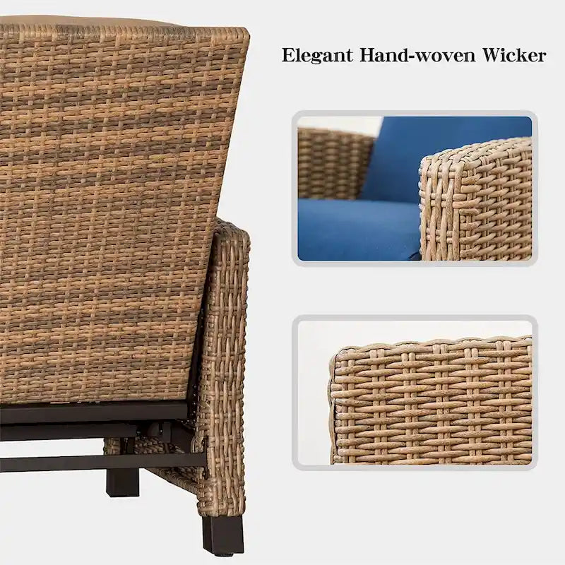 Fauteuil inclinable d'extérieur en osier bleu avec coussin bleu - 1 fauteuil - Non disponible
