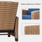 Fauteuil inclinable d'extérieur en osier bleu avec coussin bleu - 1 fauteuil - Non disponible