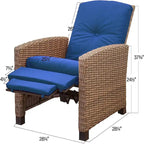 Fauteuil inclinable d'extérieur en osier bleu avec coussin bleu - 1 fauteuil - Non disponible