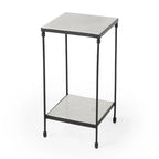 Table d'appoint d'extérieur Larkin en marbre et fer