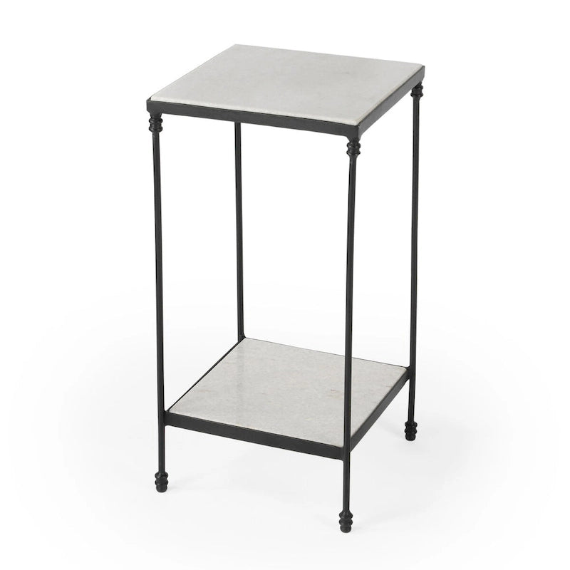 Table d'appoint d'extérieur Larkin en marbre et fer