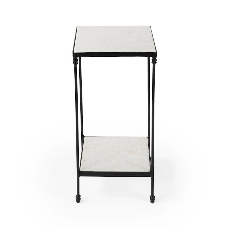 Table d'appoint d'extérieur Larkin en marbre et fer