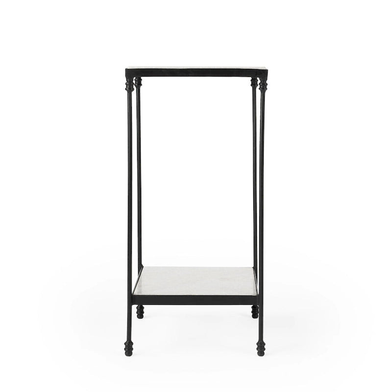 Table d'appoint d'extérieur Larkin en marbre et fer