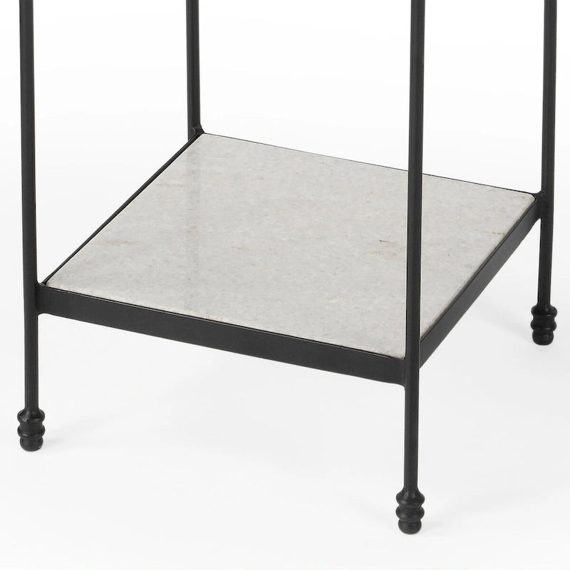 Table d'appoint d'extérieur Larkin en marbre et fer