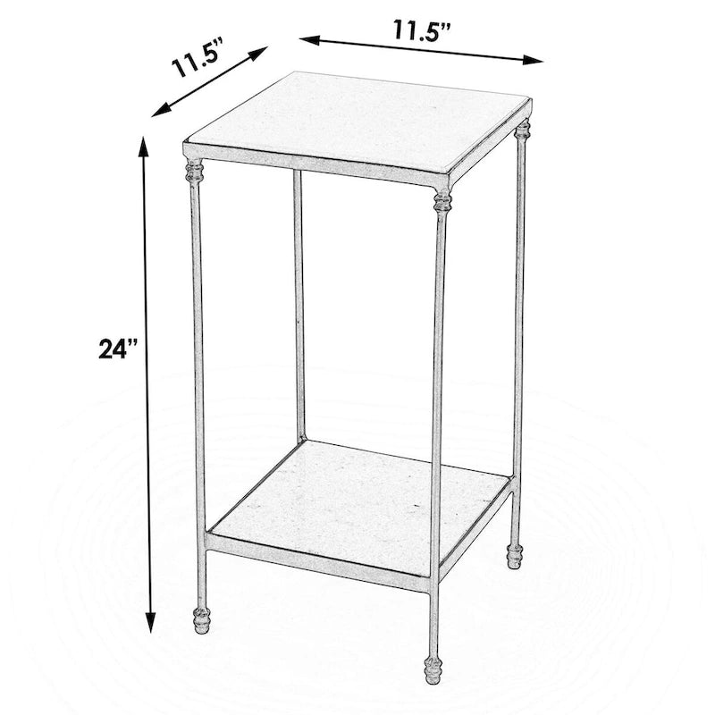 Table d'appoint d'extérieur Larkin en marbre et fer
