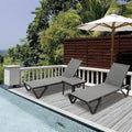 Chaise longue de patio en aluminium 3 pièces avec table d'appoint et 5 positions réglables