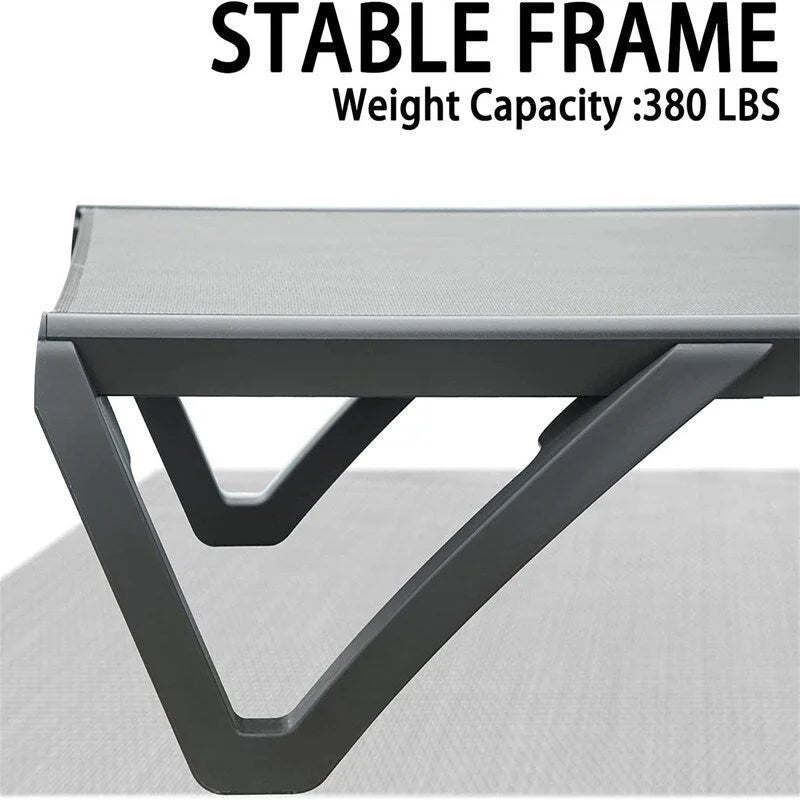 Chaise longue de patio en aluminium 3 pièces avec table d'appoint et 5 positions réglables
