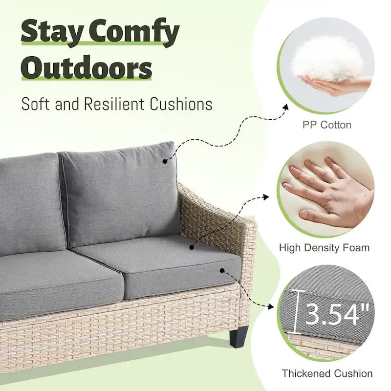 Ensemble de canapés de conversation 8 pièces en osier pour patio HOOOWOOO