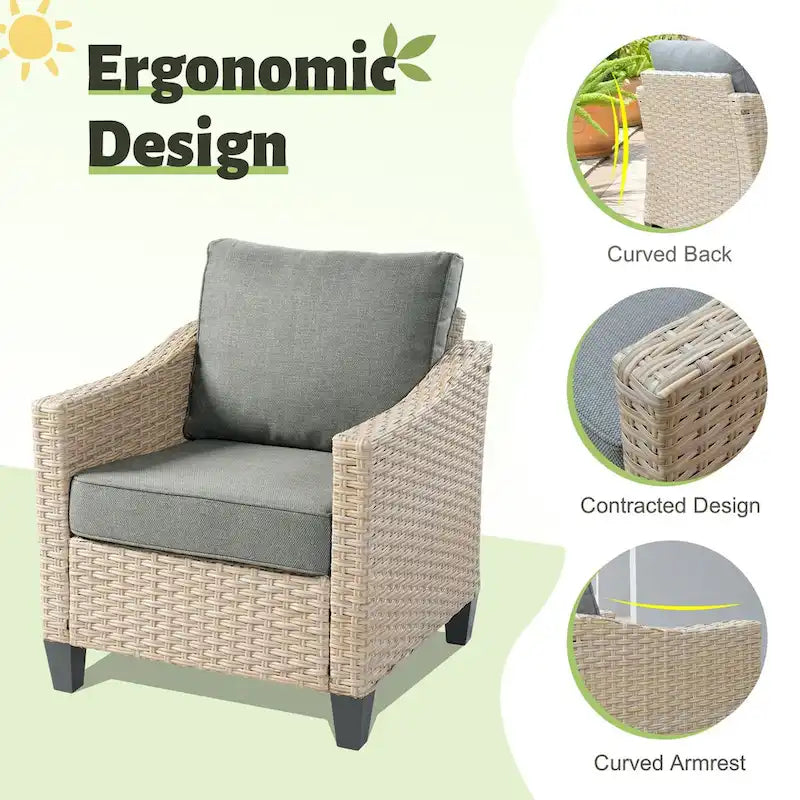 Ensemble de canapés de conversation 8 pièces en osier pour patio HOOOWOOO