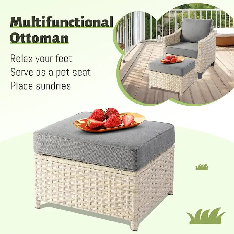 Ensemble de canapés de conversation 8 pièces en osier pour patio HOOOWOOO