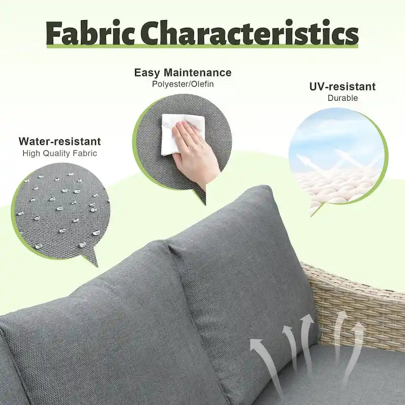 Ensemble de canapés de conversation 8 pièces en osier pour patio HOOOWOOO